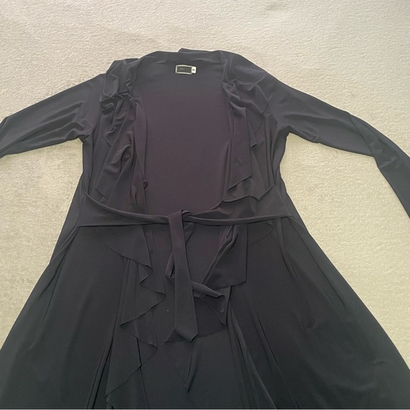 SYMPLI bell sleeve ruffle long cardi size 8 navy EUC - Picture 4 of 8